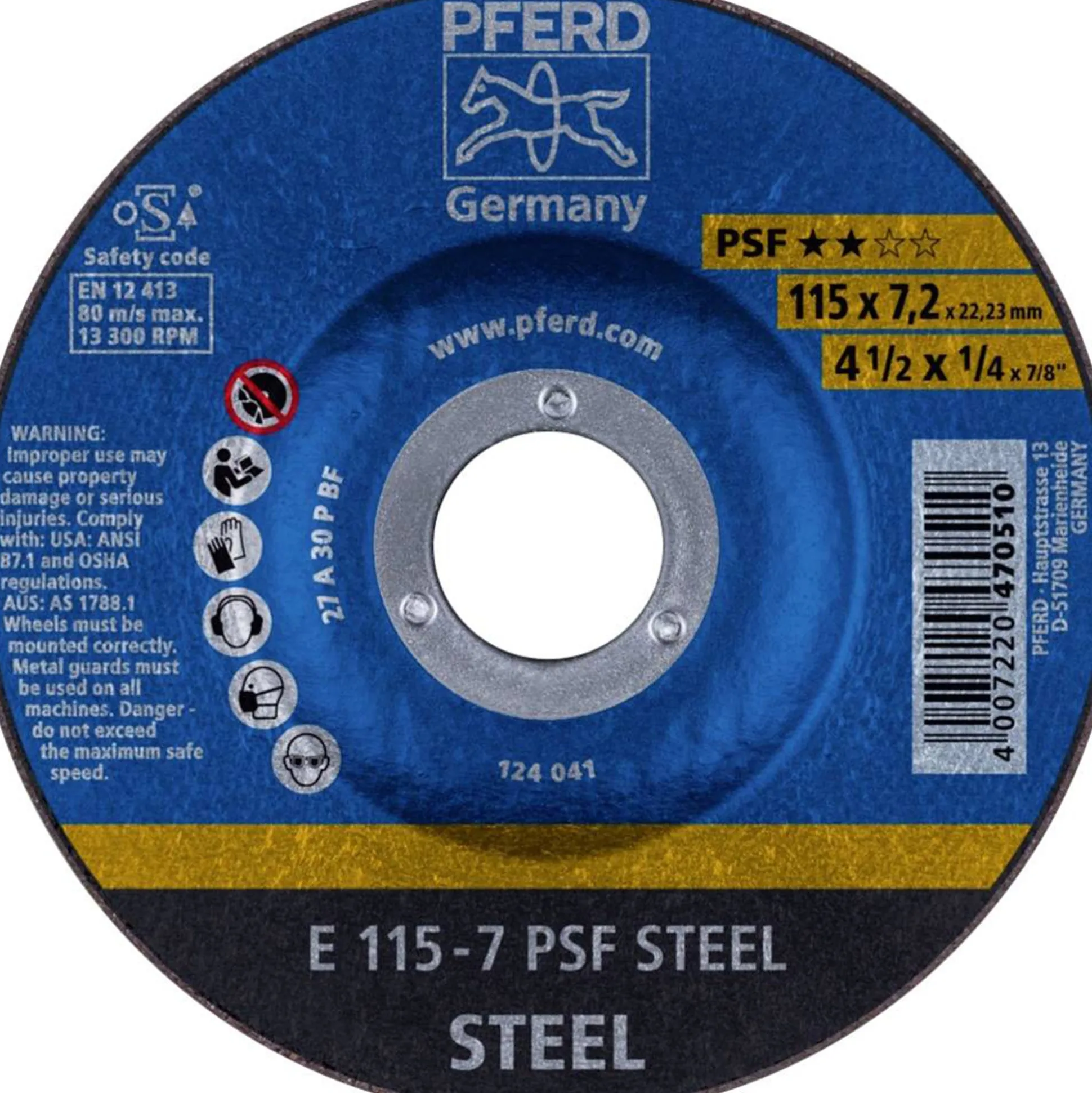 Afbraamschijf E115-7 PSF staal Pferd