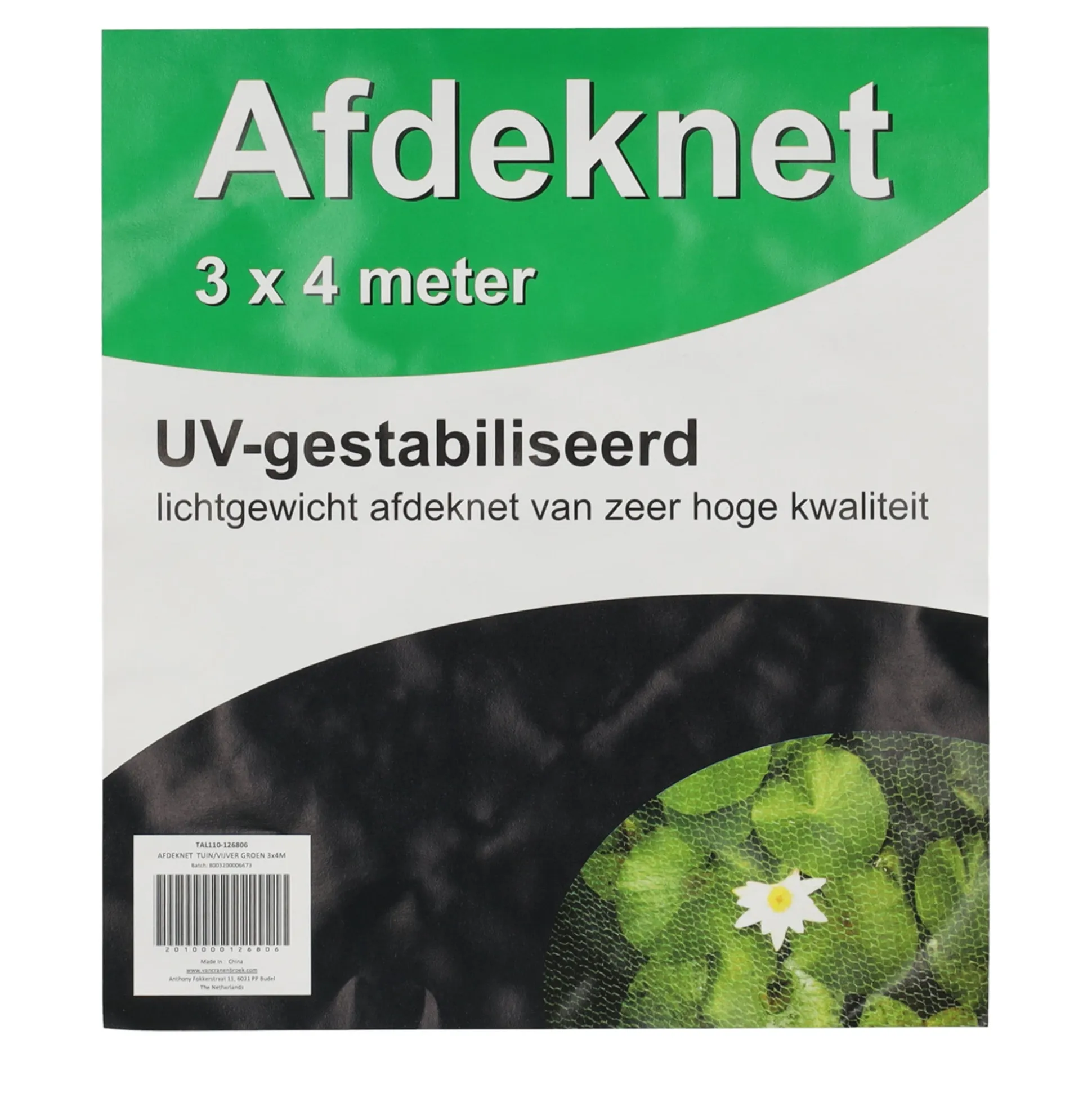 Afdeknet tuin/vijver groen 3X4m