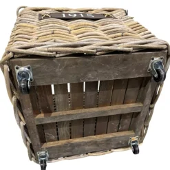 Bak rotan met wielen vierkant 50 x 50 cm