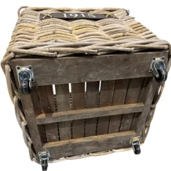 Bak rotan met wielen vierkant 40 x 40 cm