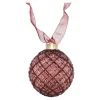 Bal met lint burgundy 10 cm 15 LED-warm wit