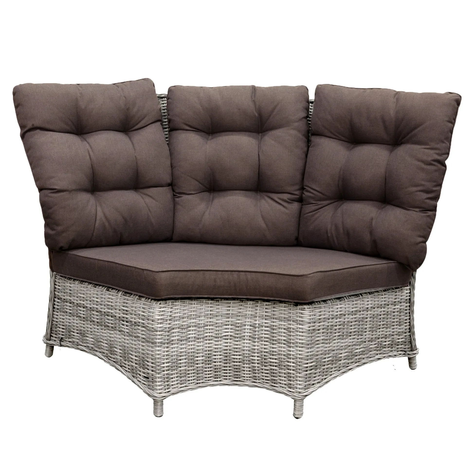 Bank hoek rond Aprano white grey met kussens