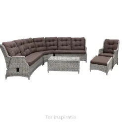 Bank hoek rond Aprano white grey met kussens