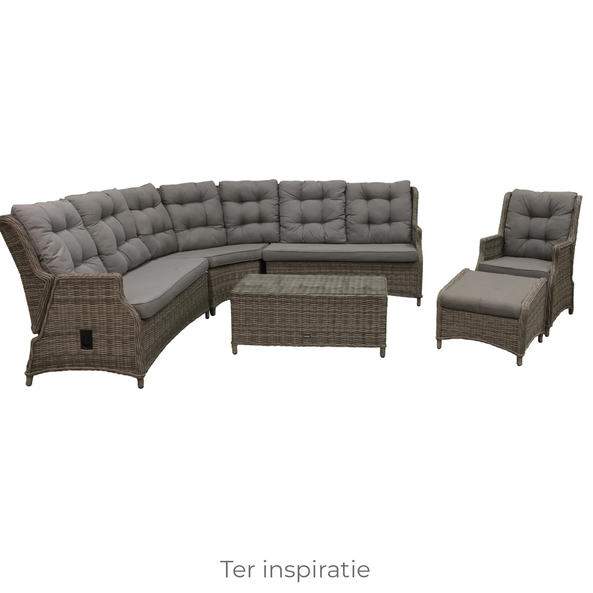 Bank hoek rond Aprano willow grey met kussens