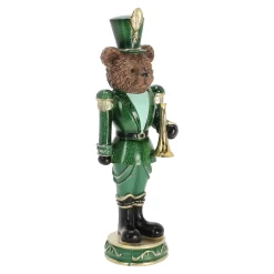 Beeld beer trompet groen 33 cm