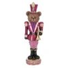 Beeld beer trompet roze 33 cm