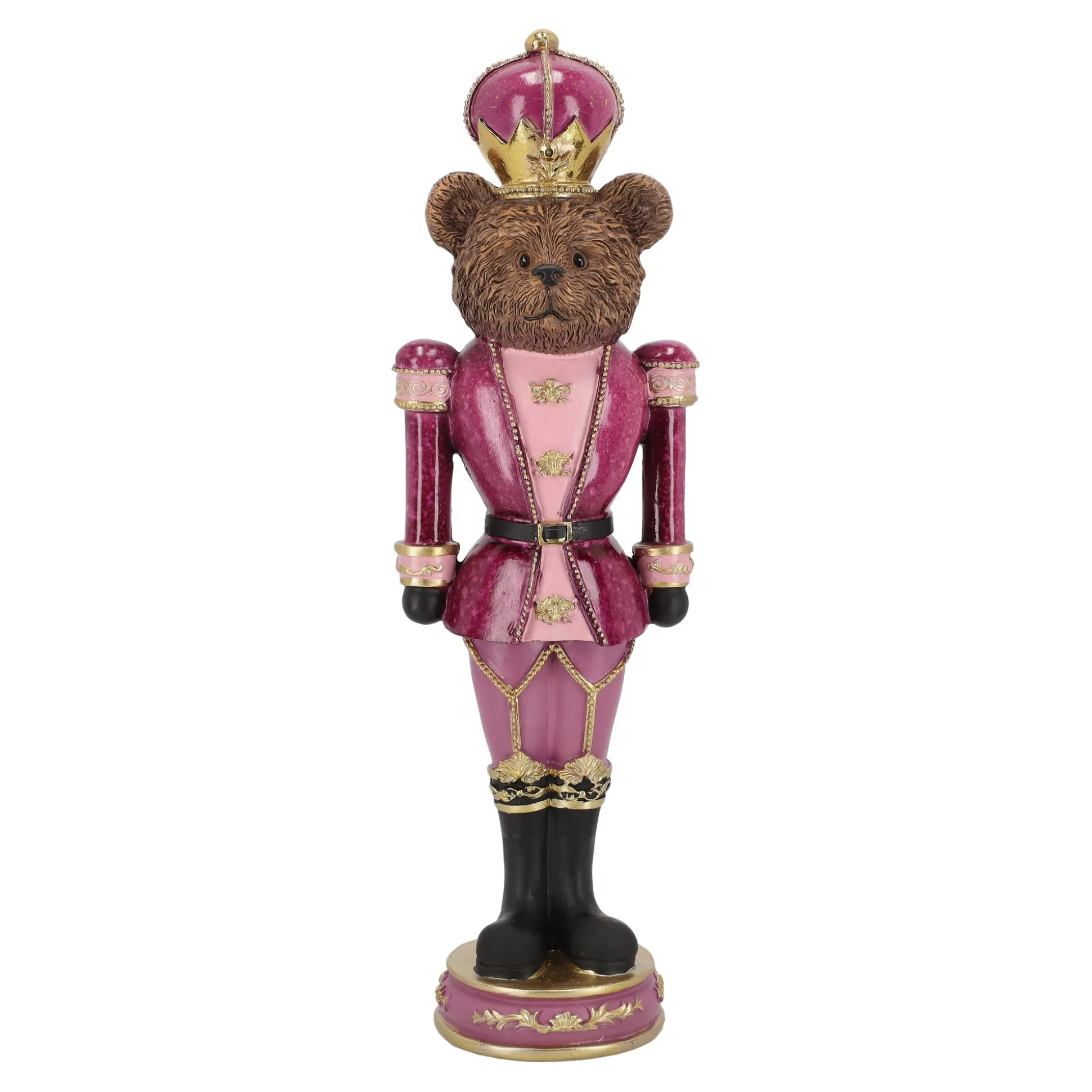 Beeld beer trompet roze 39cm