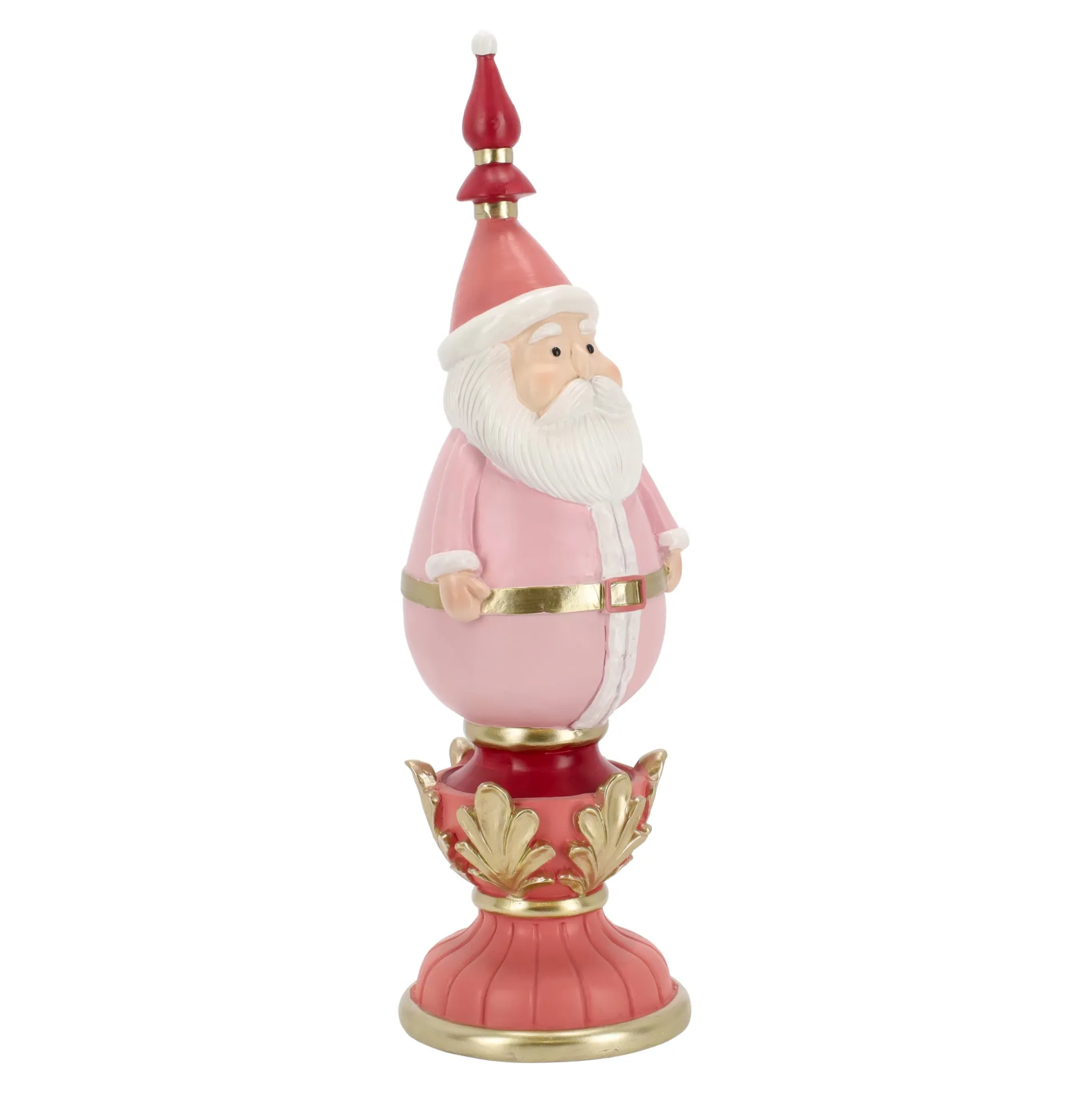 Beeld kerstman donkerroze 49 cm