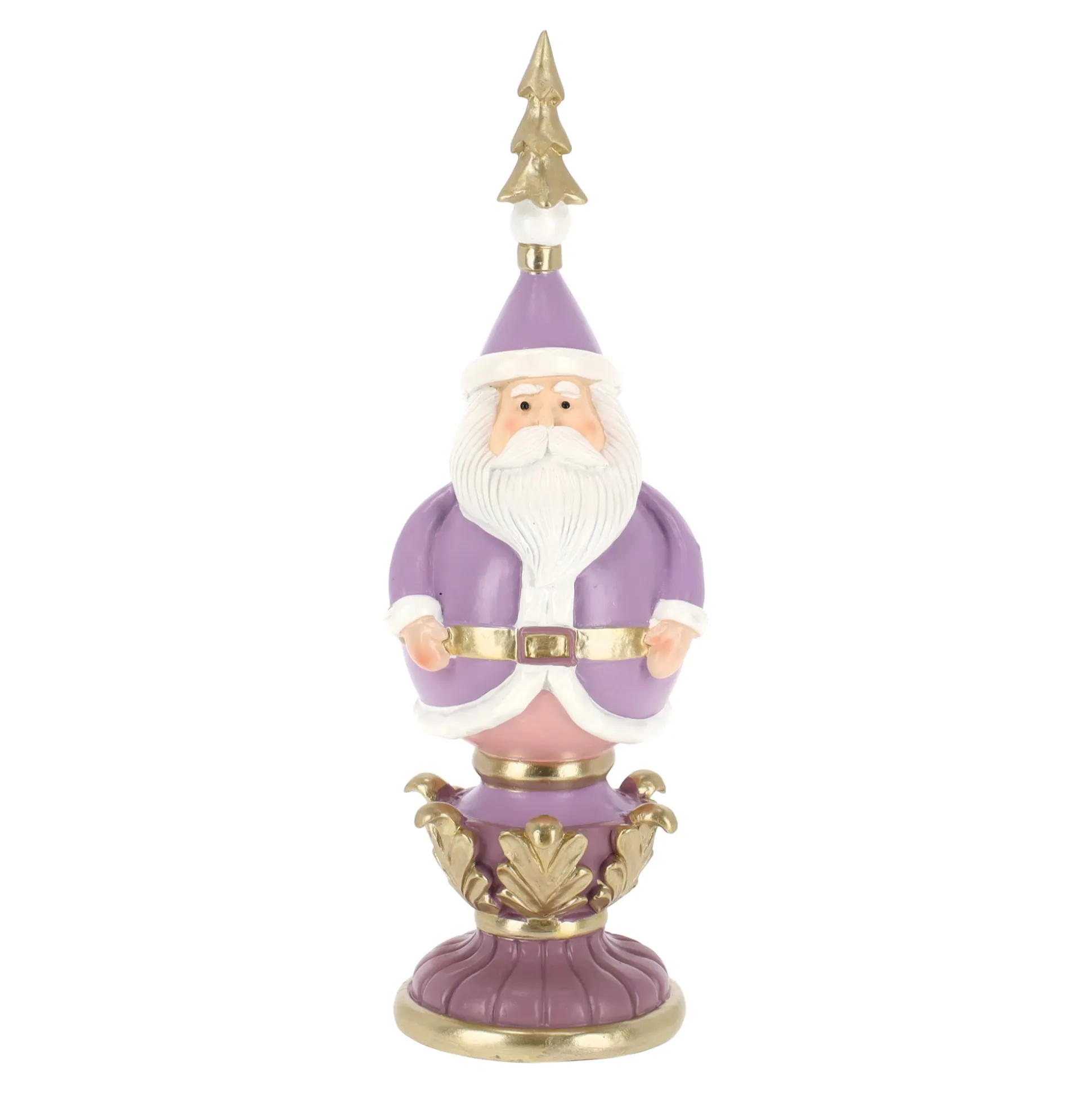 Beeld kerstman paars 34 cm