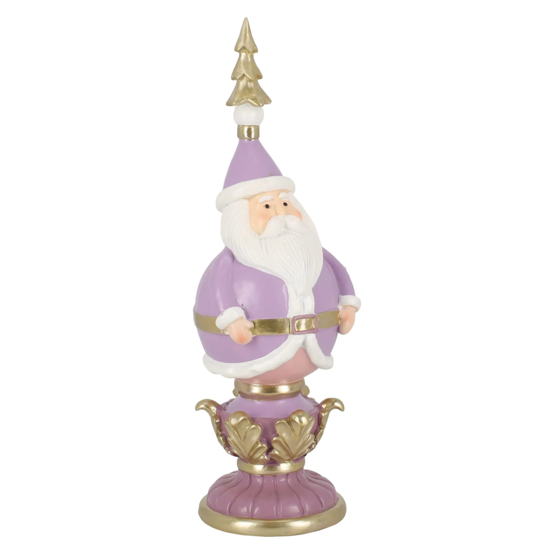 Beeld kerstman paars 34 cm