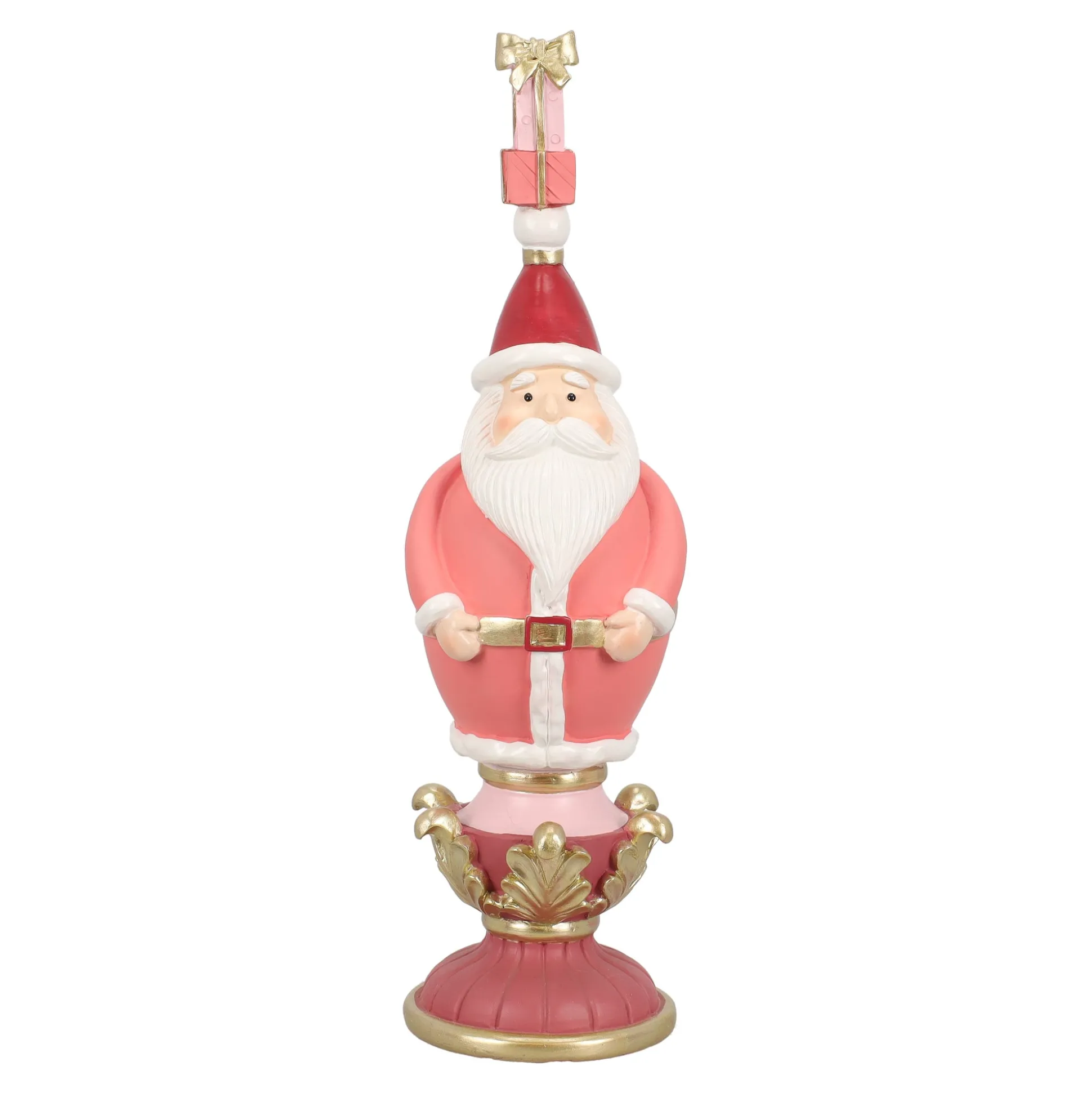 Beeld kerstman roze 40cm