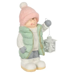 Beeld kind groen lantaarn 43 cm