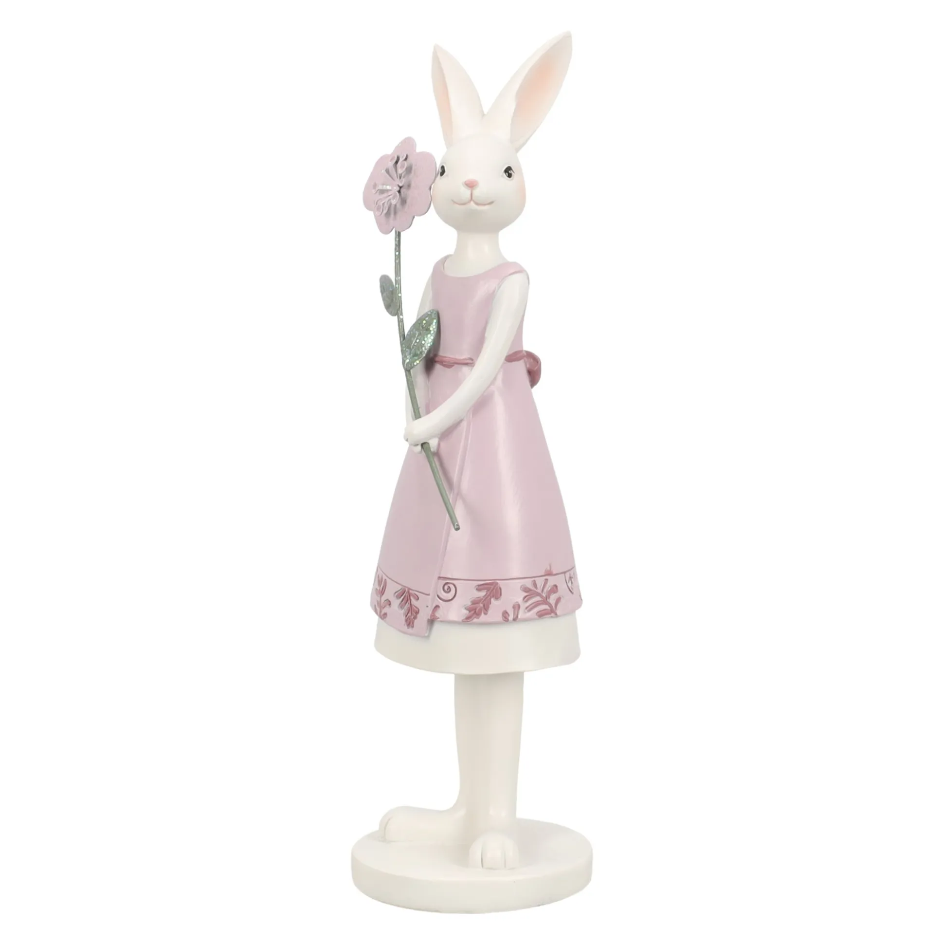 Beeld konijn roze 26cm