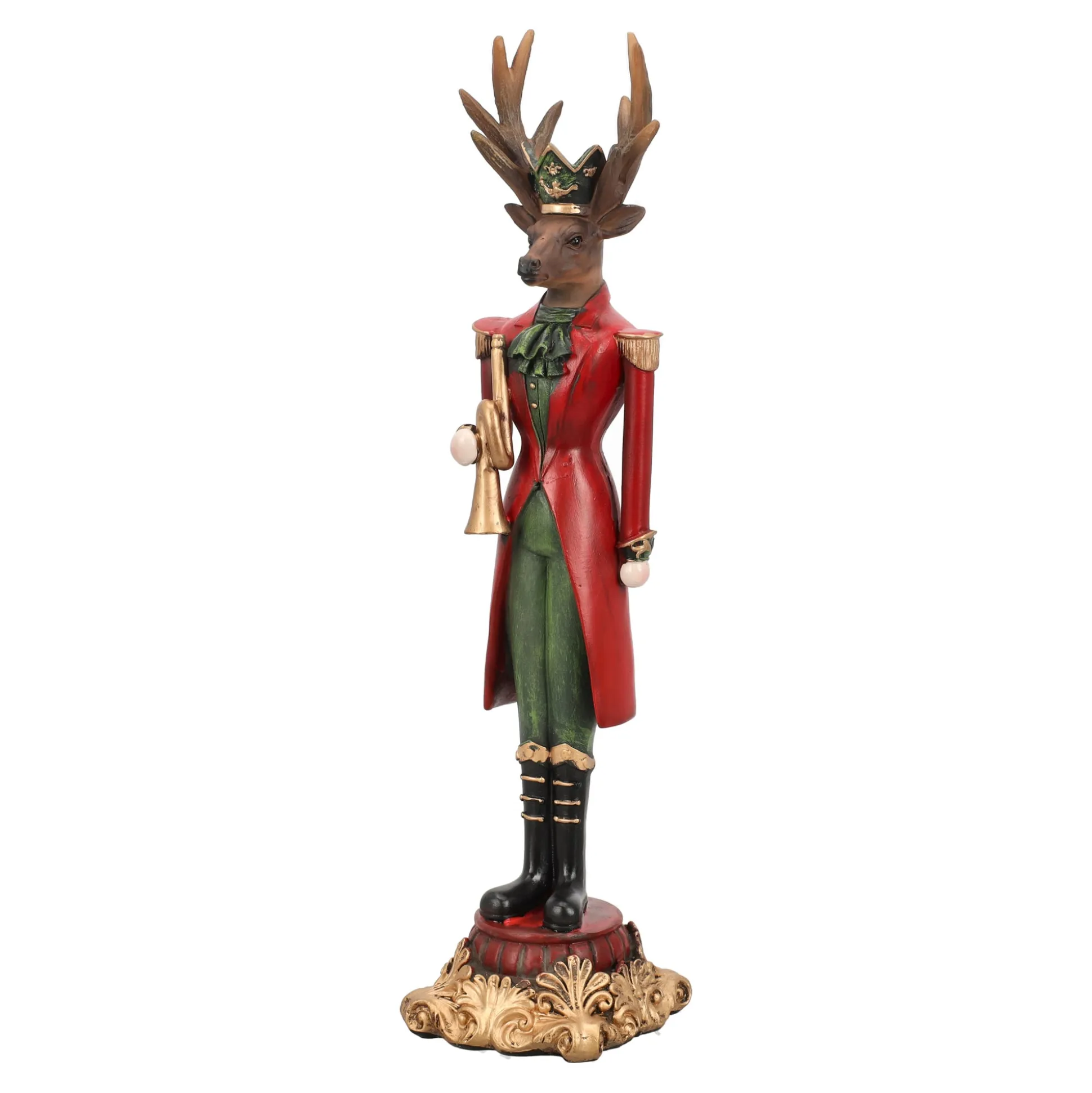 Beeld rendier trompet 37cm