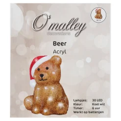 Beer zittend acryl 18cm 30LED
