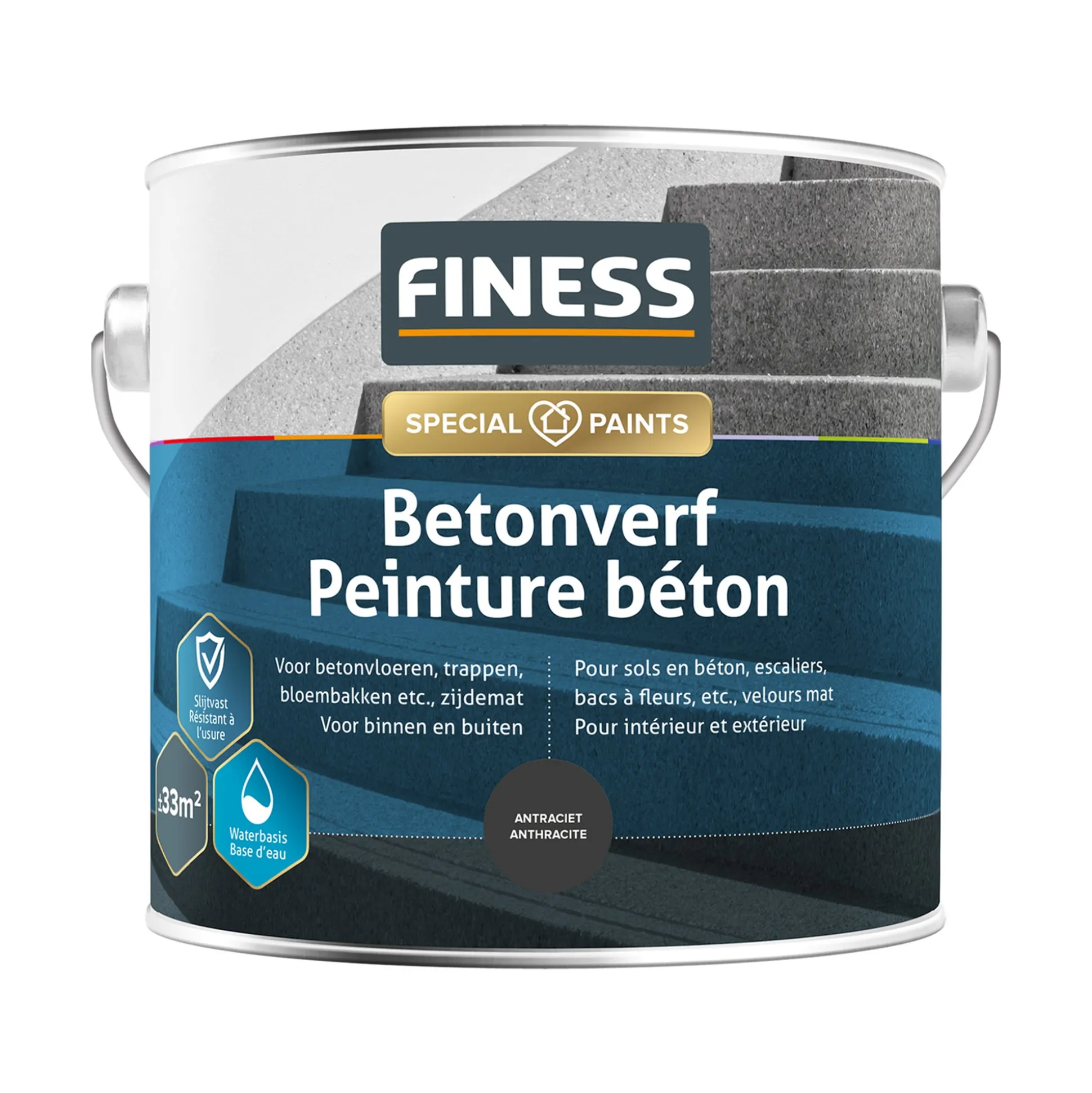 Betonverf acryl antraciet 1454 2.5L Finess