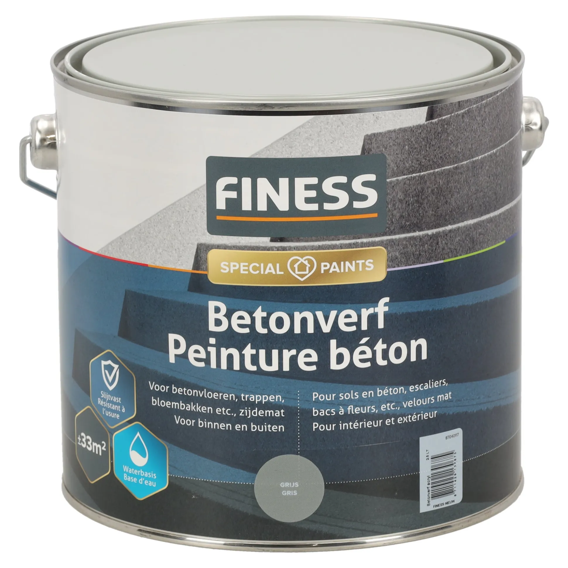 Betonverf acryl grijs 1457 2.5L Finess