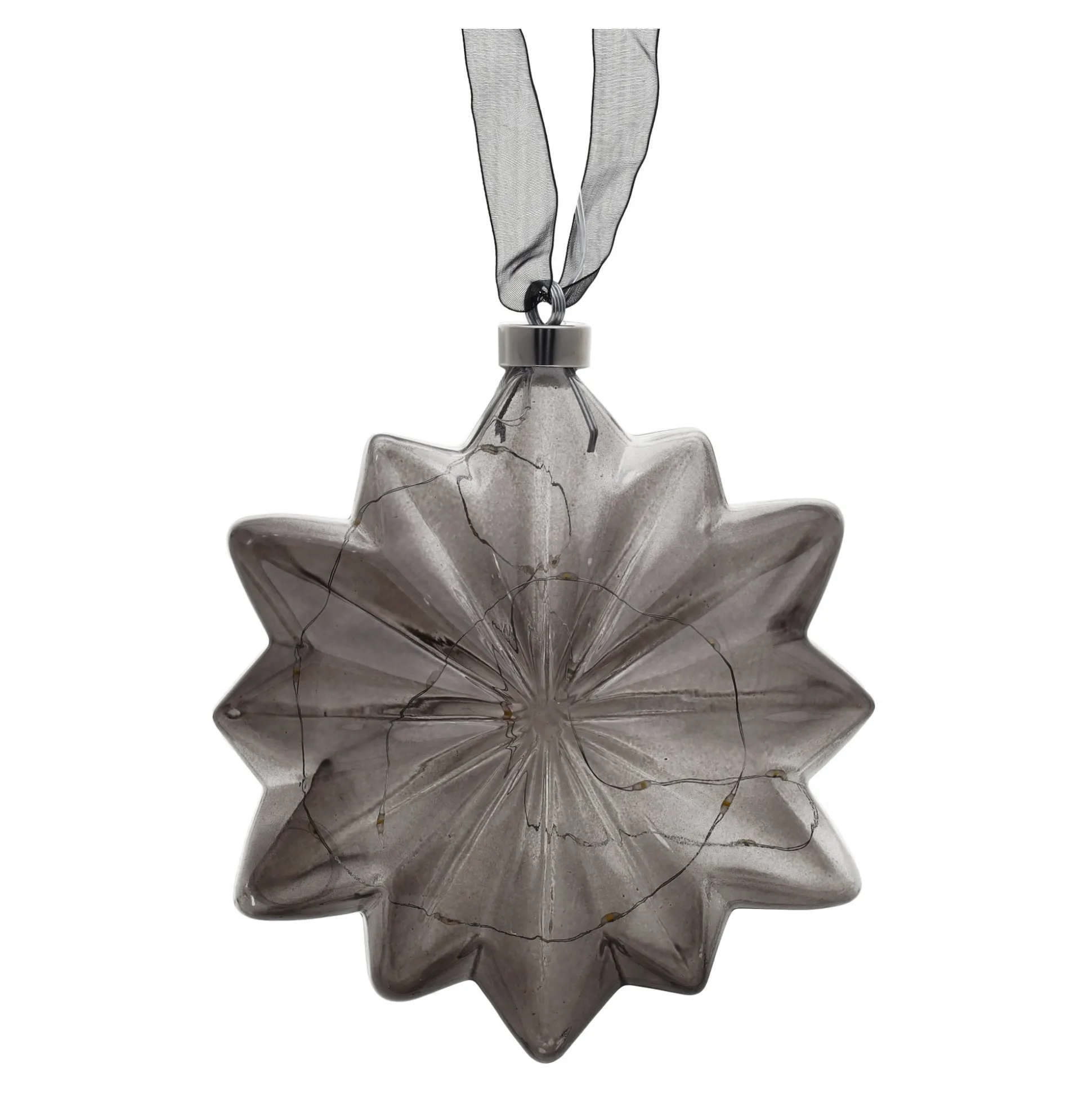Bloem met lint grijs 19 cm 20 LED-ww