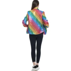Blouse glitter regenboog vrouw S