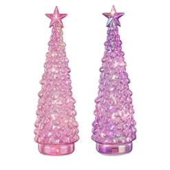 Boom glas roze lila LED 28cm