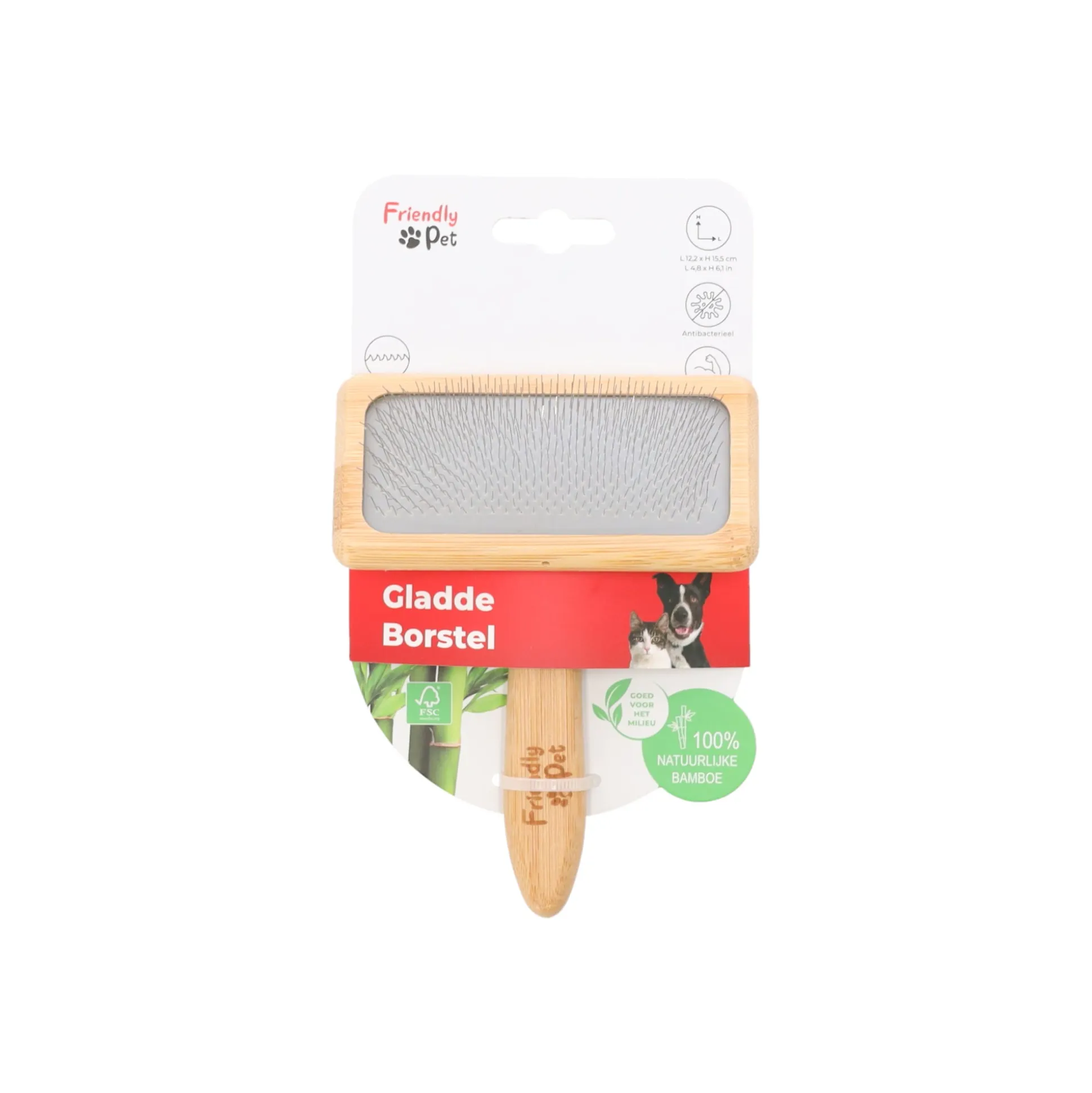Borstel huisdier glad L bamboo FP