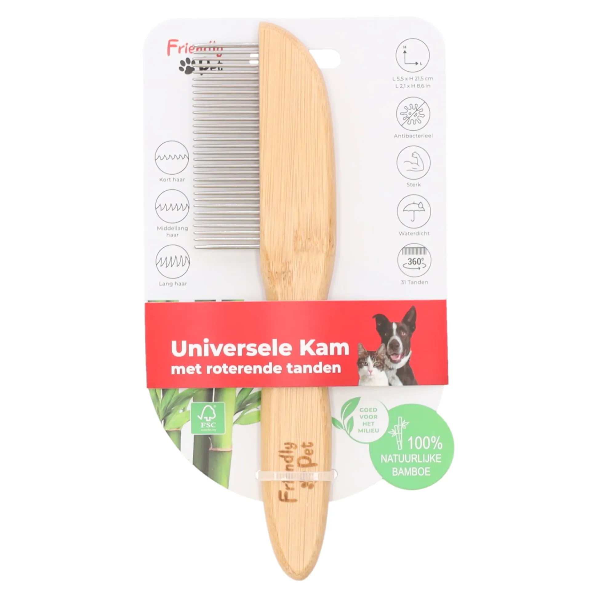 Borstel huisdier 31tanden bamboo FP