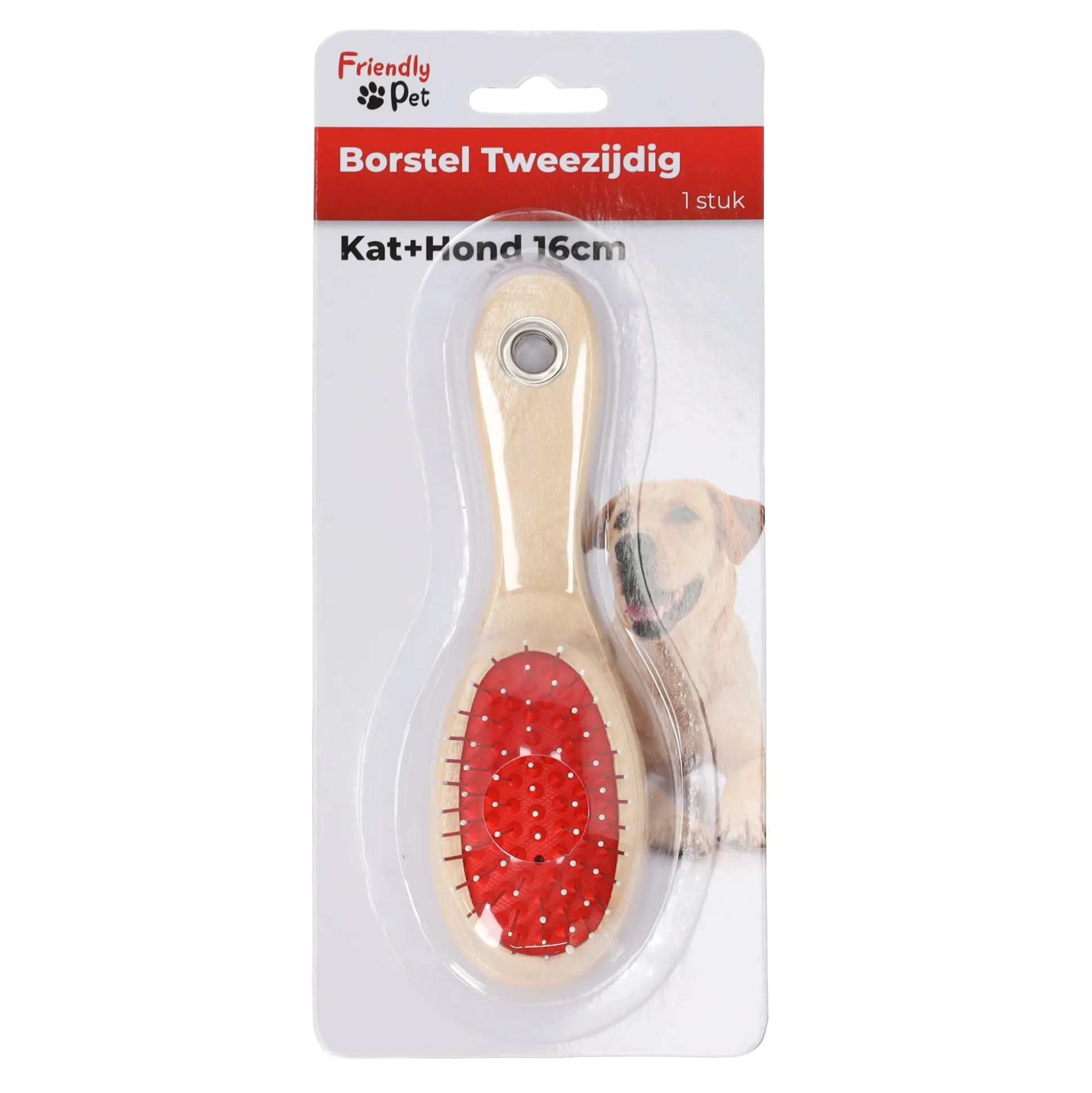Borstel tweezijdig kat+hond 16cm