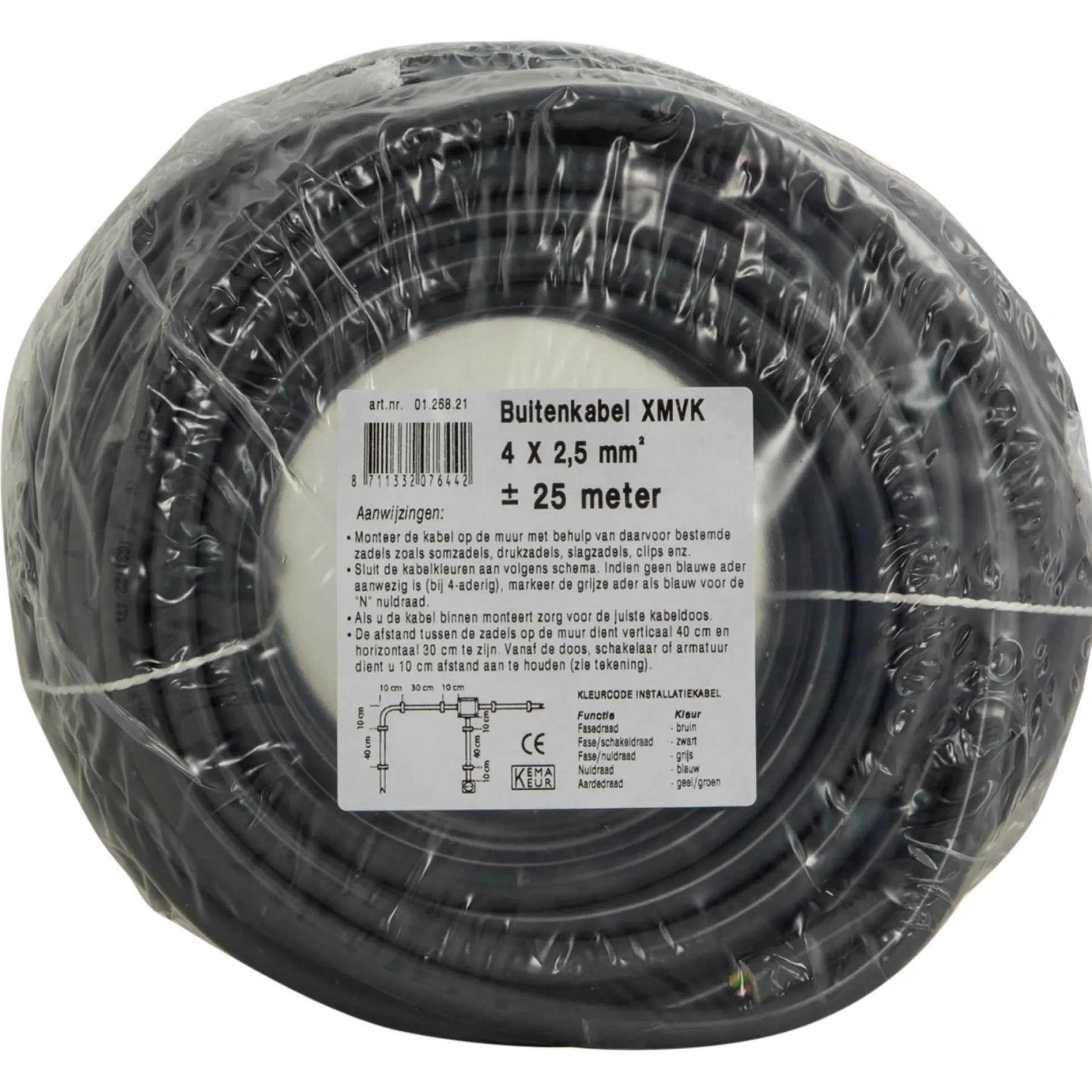 Buitenkabel 25 m 4 x 2.5 mm² XMVK