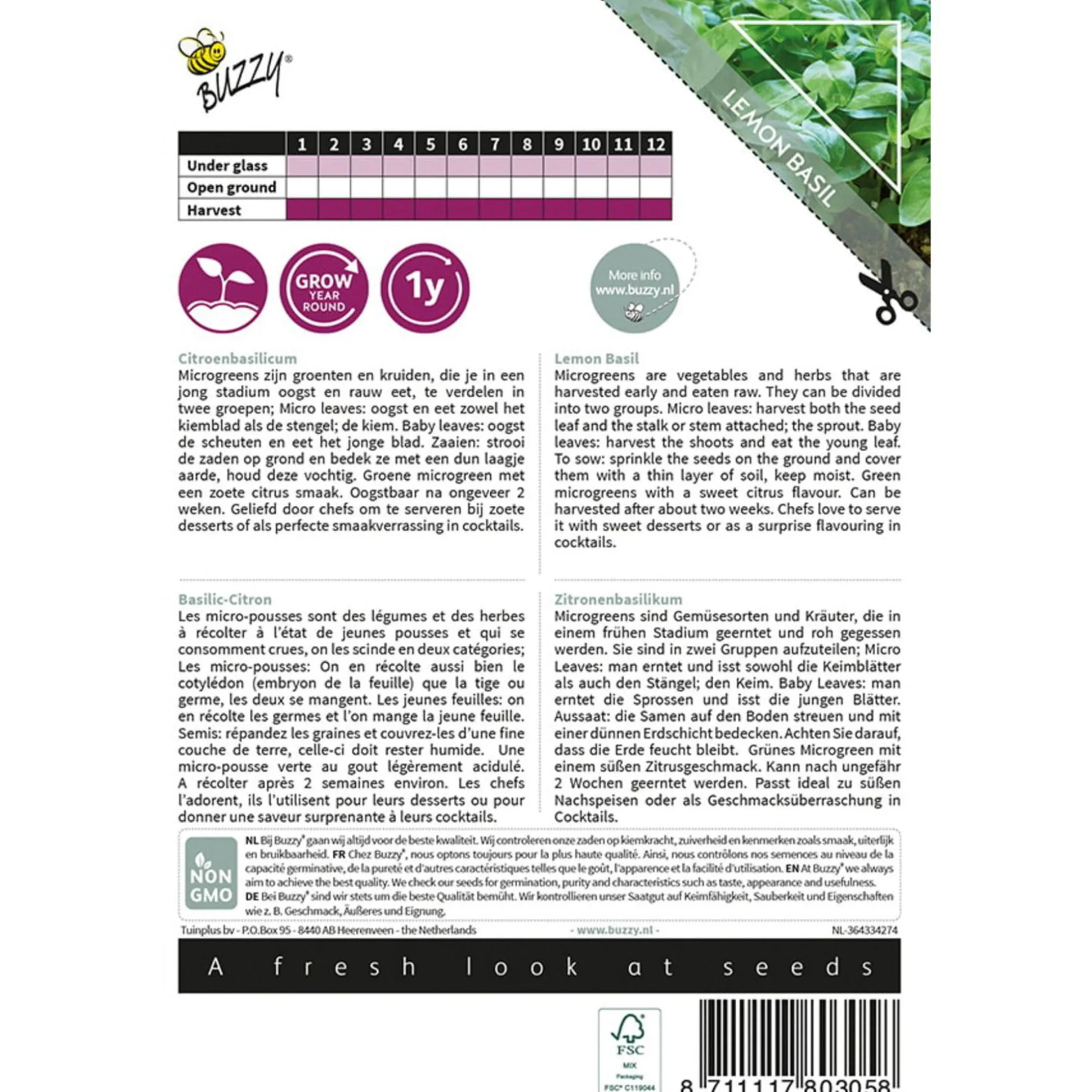 Citroenbasilicum Microgreens Zaden Buzzy