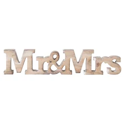 Deco hout Mr&Mrs 24 cm assorti