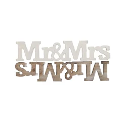 Deco hout Mr&Mrs 24 cm assorti