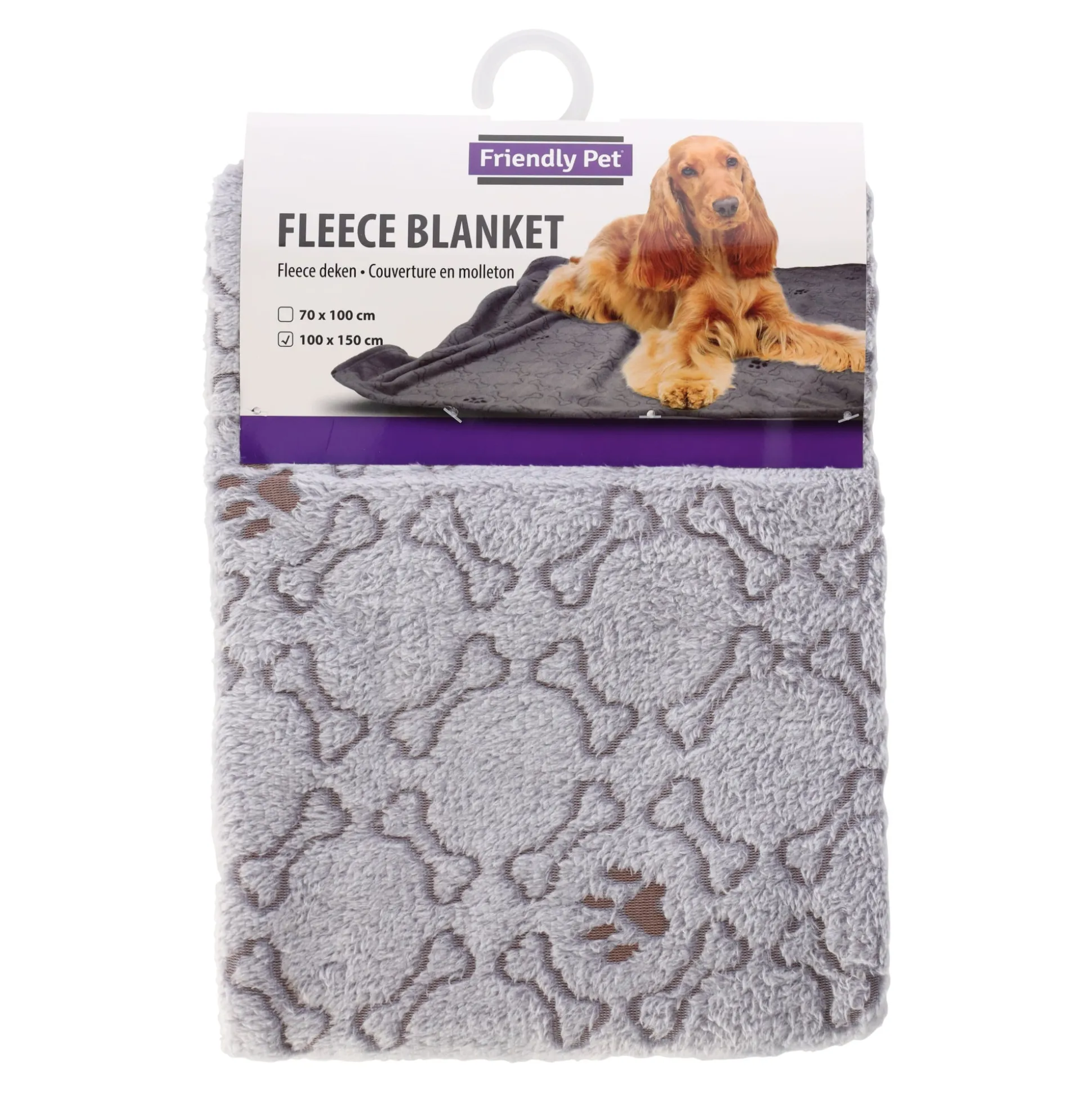 Deken hond poot 70x100cm grijs