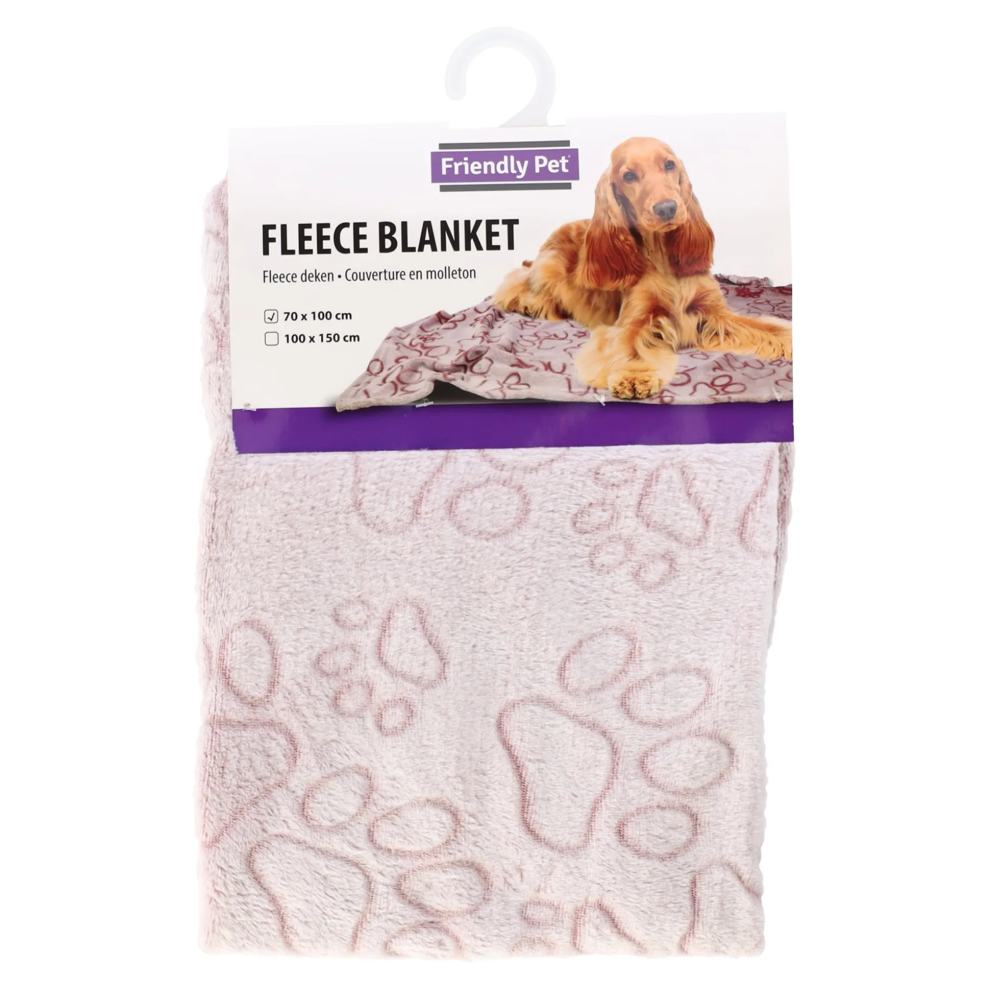 Deken hond poot 70x100cm oud roze