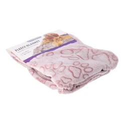 Deken hond poot 70x100cm oud roze