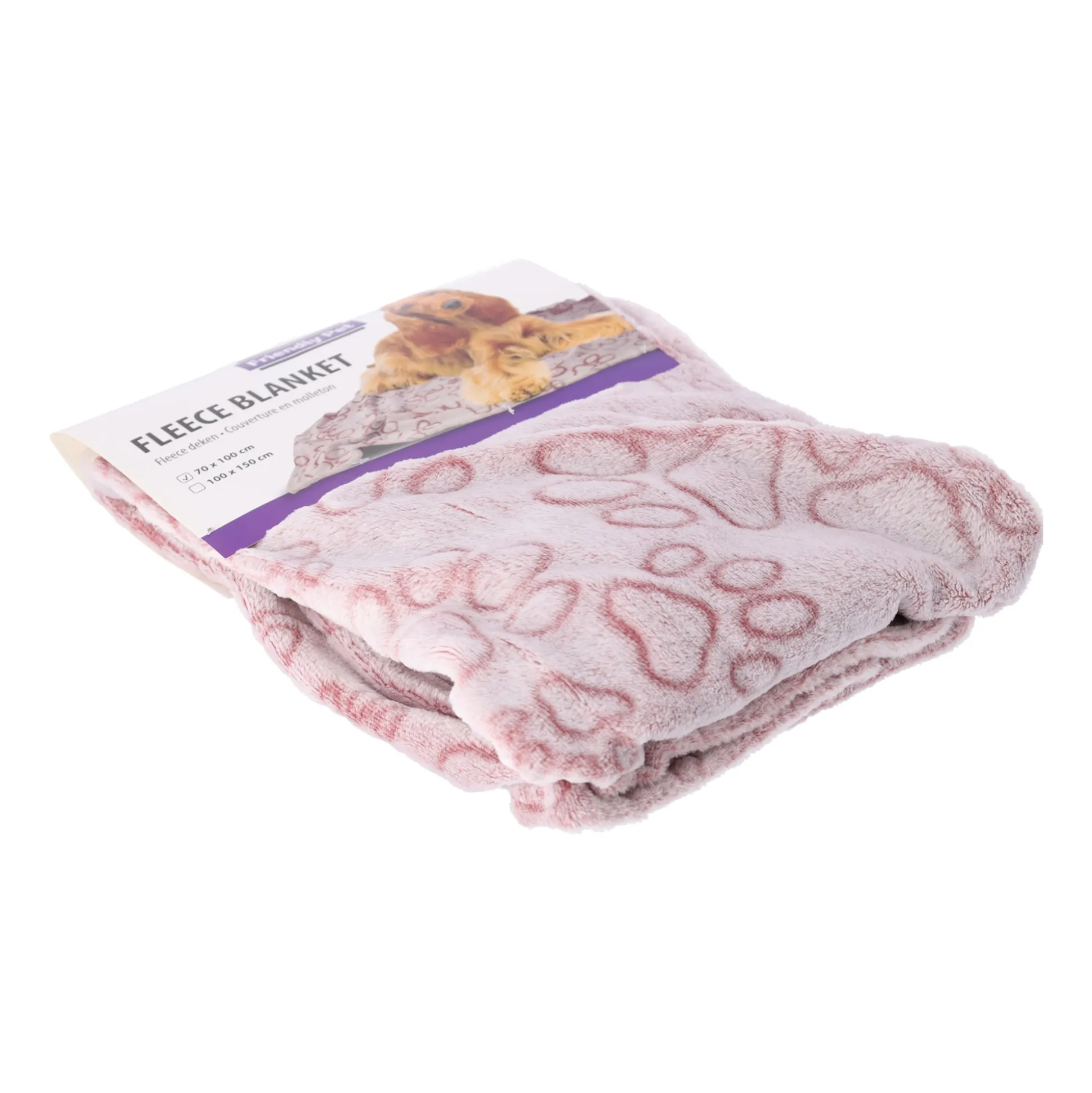 Deken hond poot 70x100cm oud roze