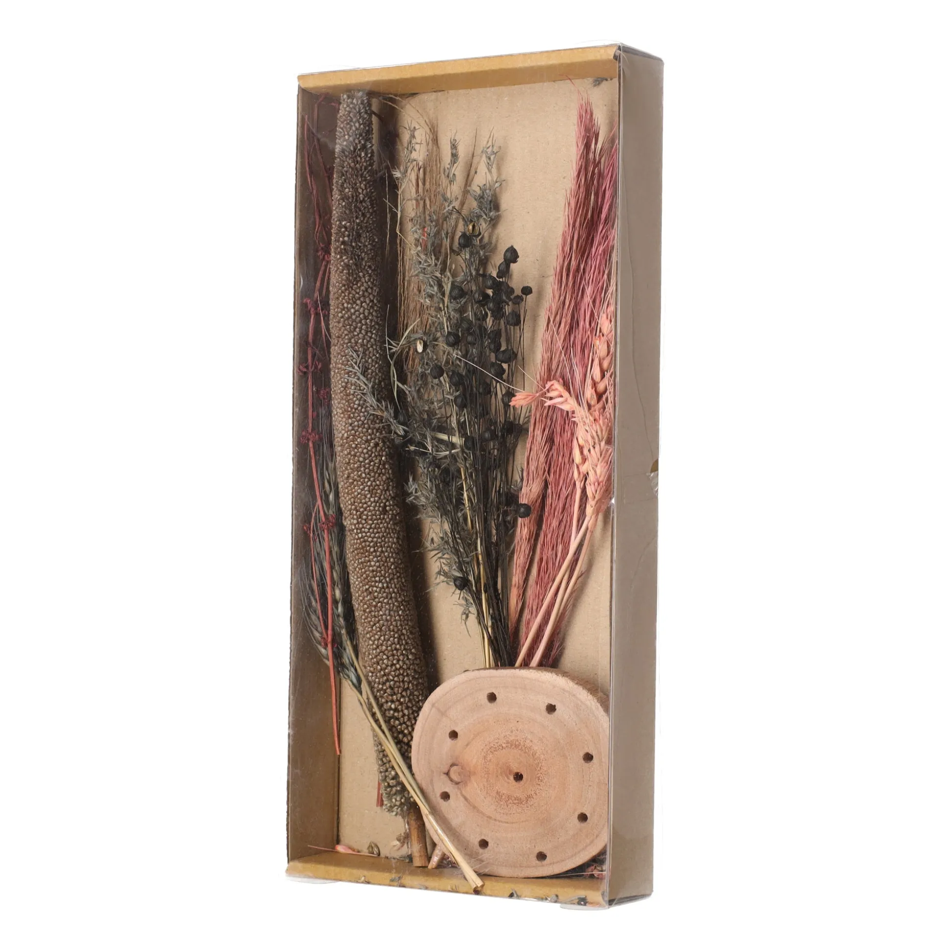 Dried flower wooden base 15 x 30 cm pink