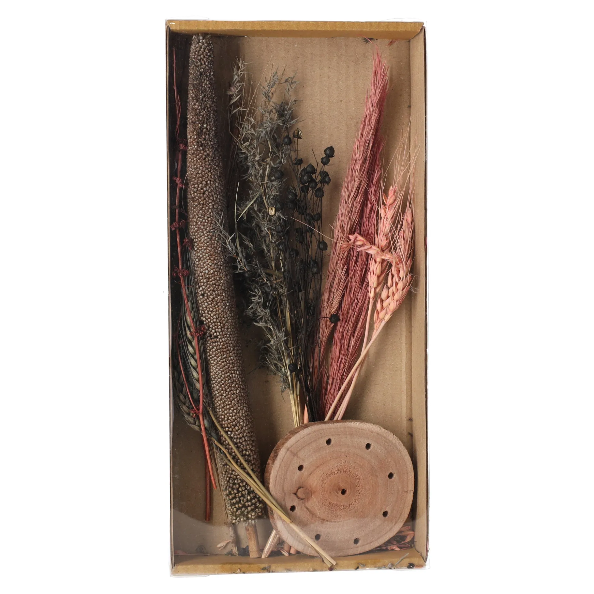 Dried flower wooden base 15 x 30 cm pink