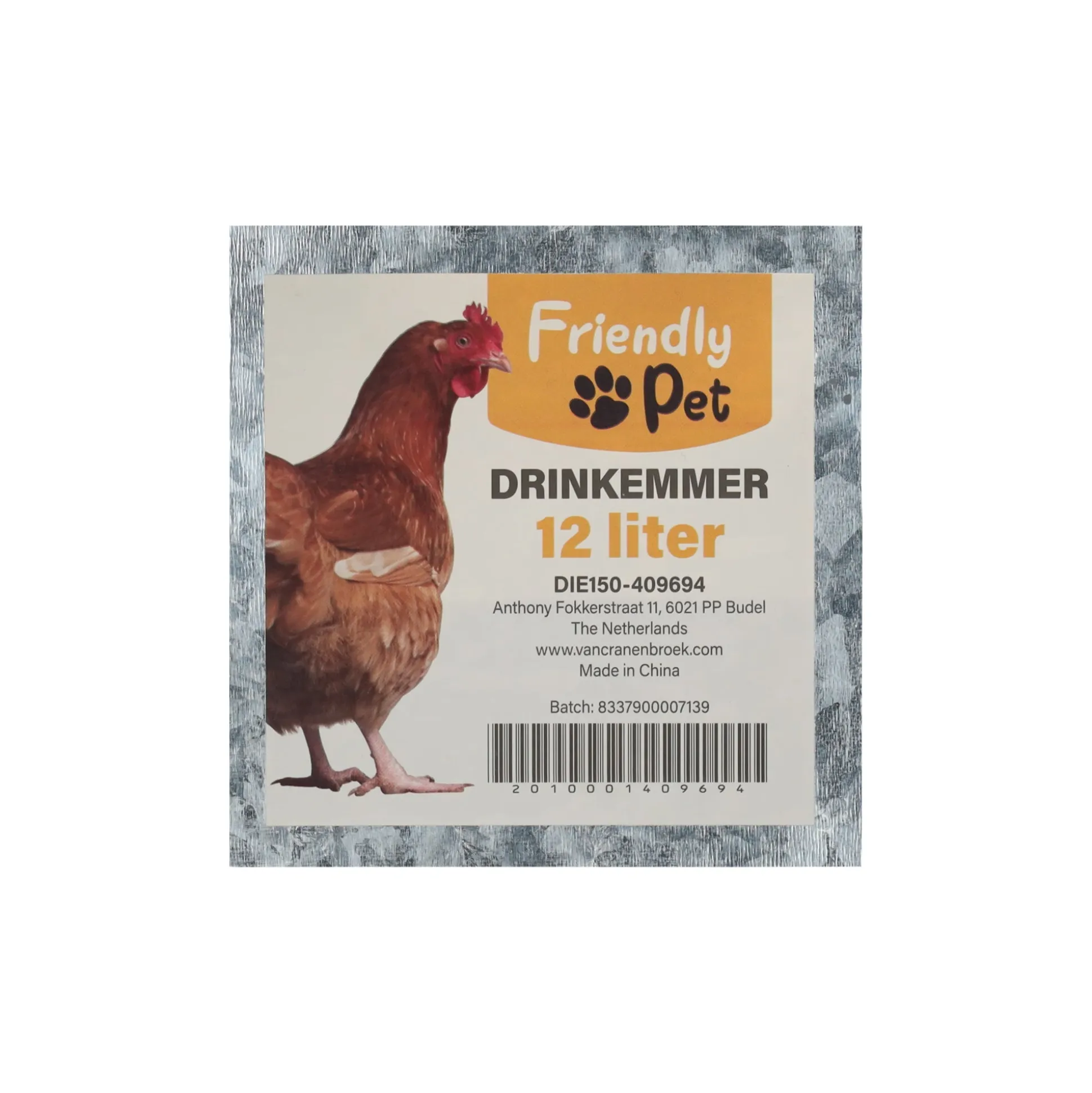 Drinkemmer metaal 12L
