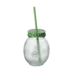 Drinkglas met rietje13 cm 4 assorti