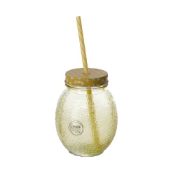 Drinkglas met rietje13 cm 4 assorti