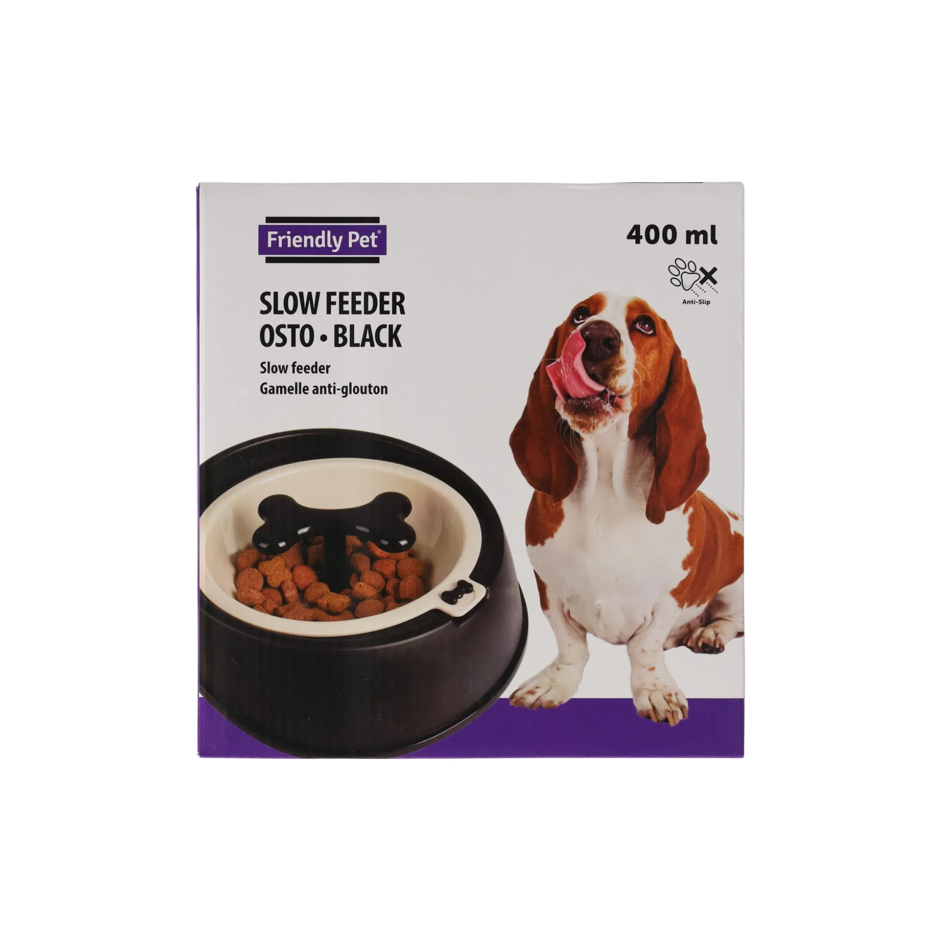 Eetpot hond Osto slow zwart 400ml