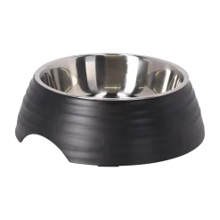 Eetpot hond ribbel zwart 700ml