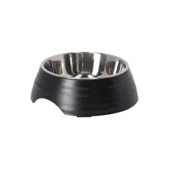 Eetpot hond ribbel zwart 350ml