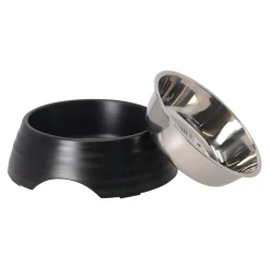 Eetpot hond ribbel zwart 350ml