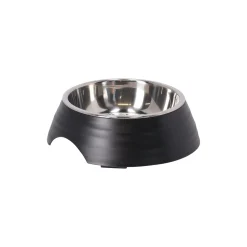 Eetpot hond ribbel zwart 160ml