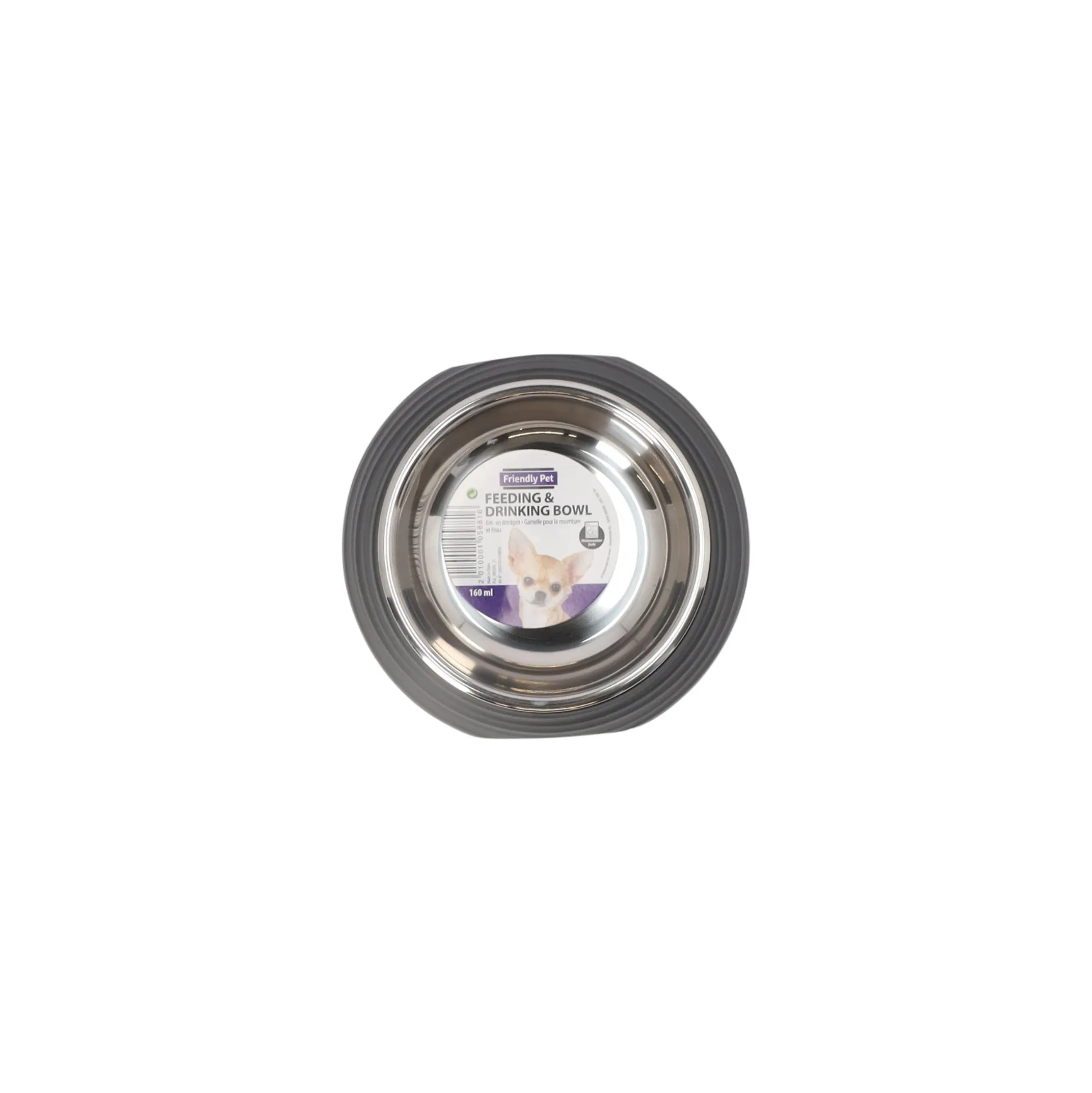 Eetpot hond ribbel zwart 160ml