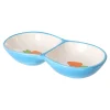 Eetpot knaagdier Ozzy keramisch dubbel blauw 16x8x3cm