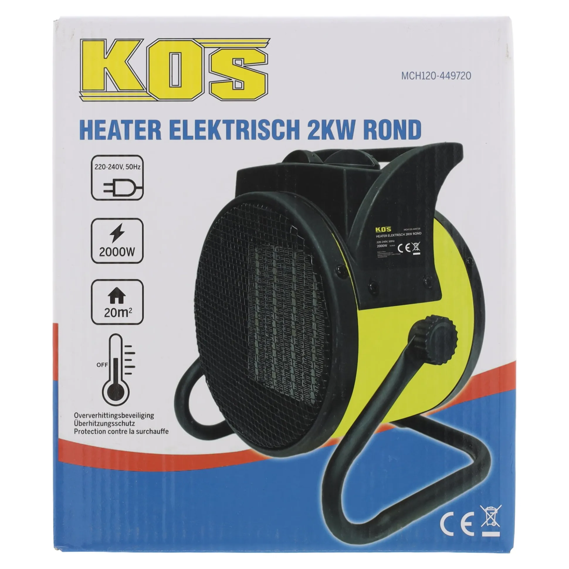 Elektrische kachel 2000W met thermostaat Kos