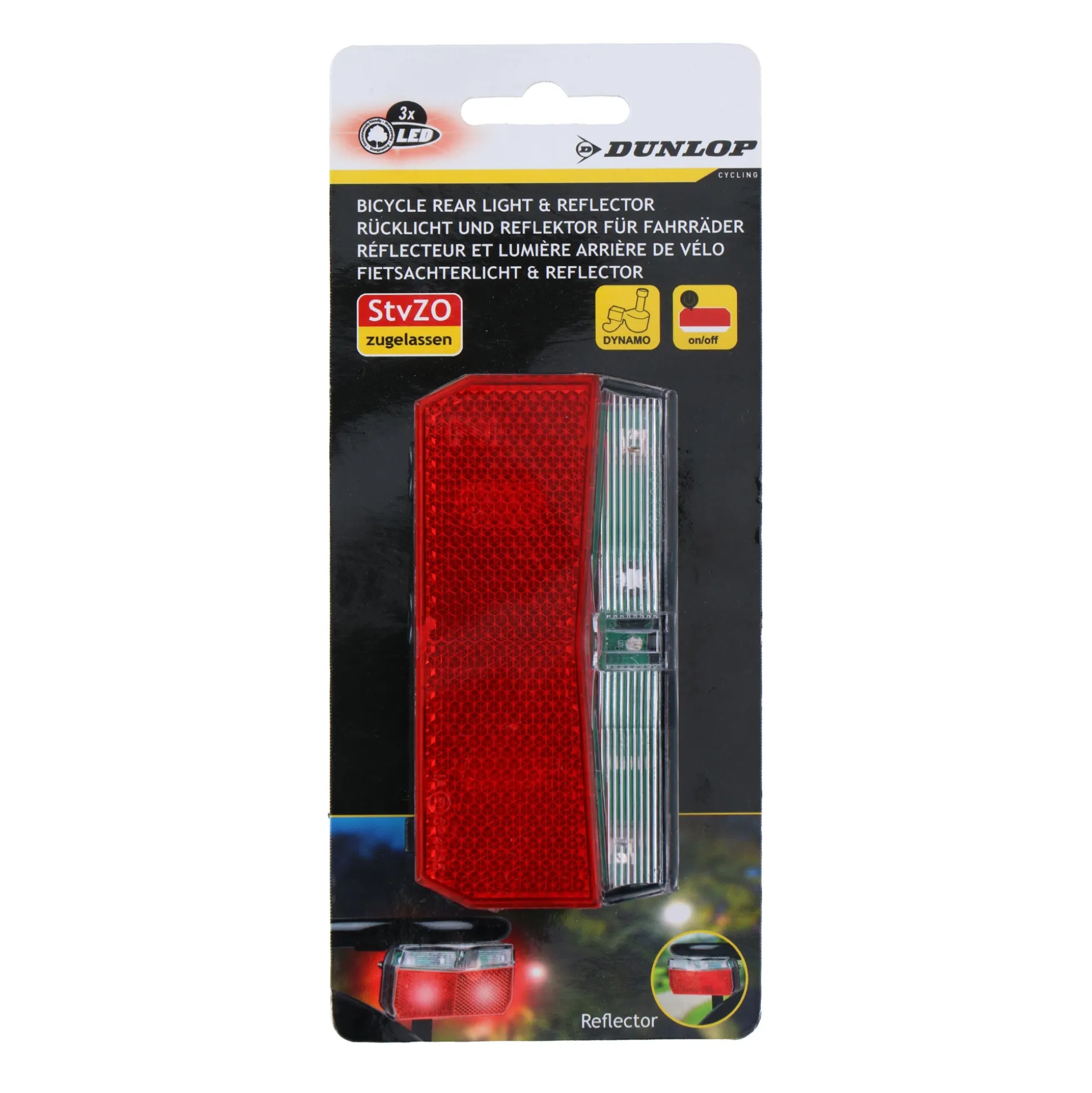 Fiets achterlicht+reflector Dunlop