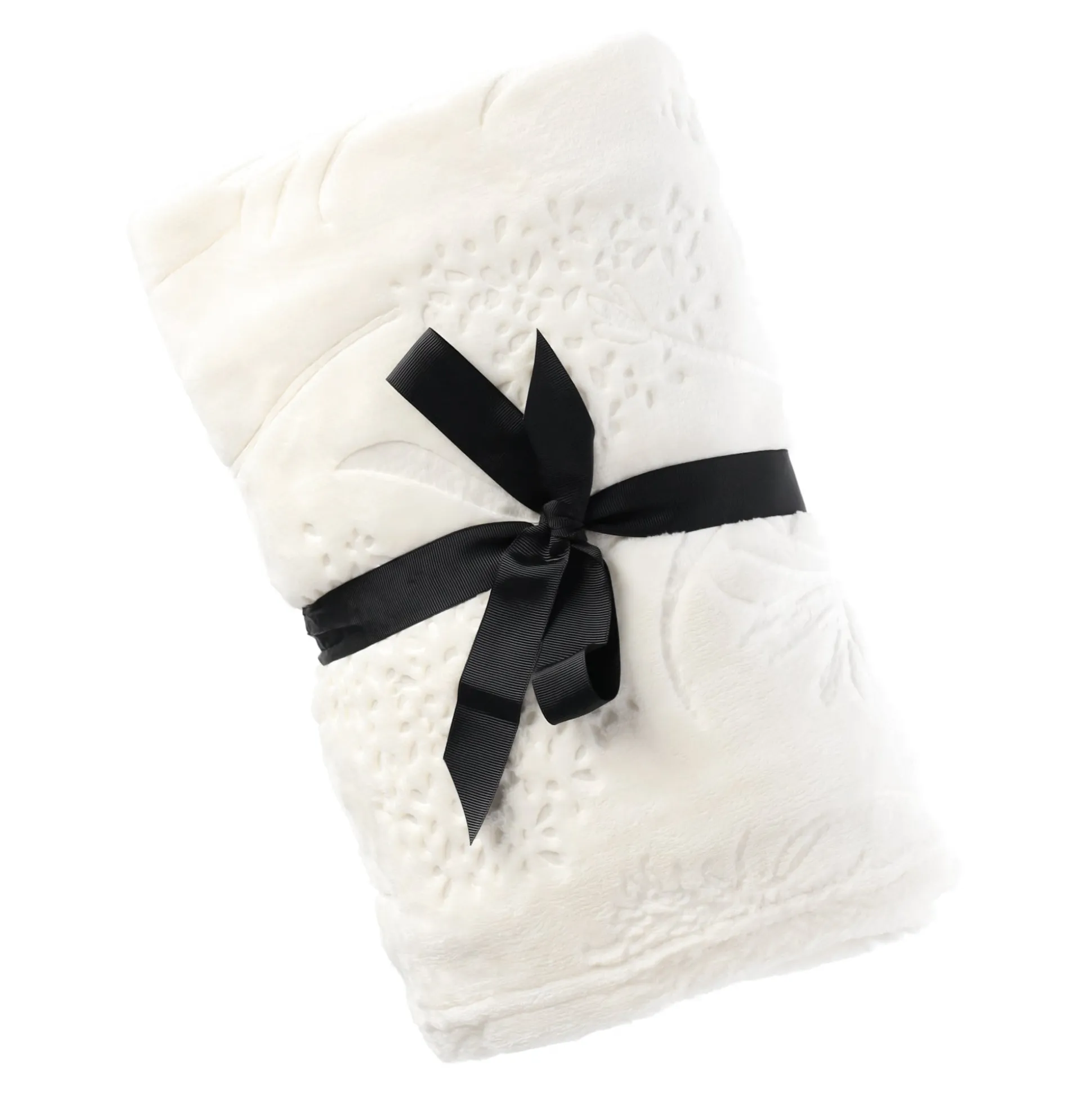 Fleece deken flower 130 x 170 cm creme